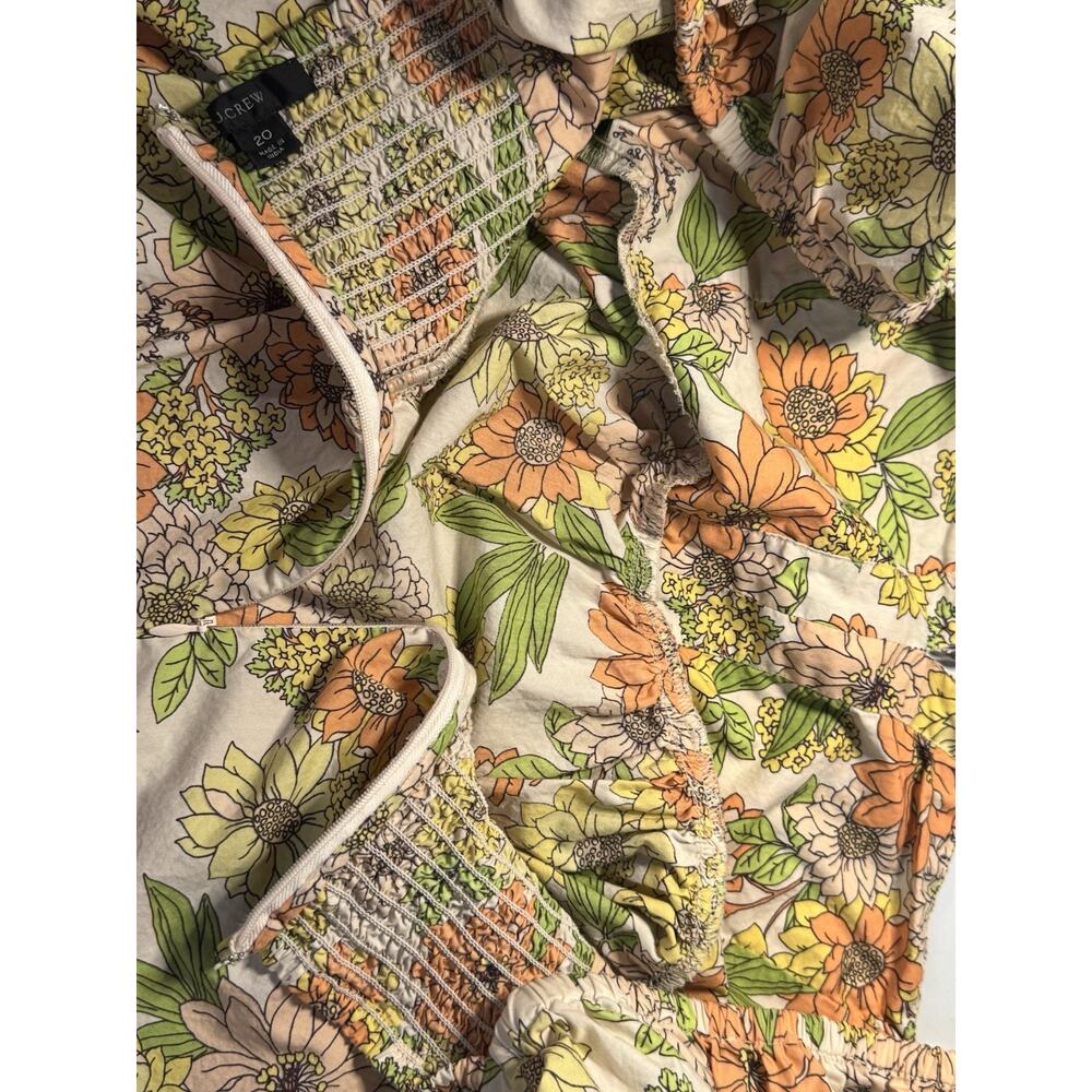 J.Crew Womens Floral Square Neck Milkmaid Top Tie Front Cottage Boho Plus Sz 20 - Picture 4 of 7